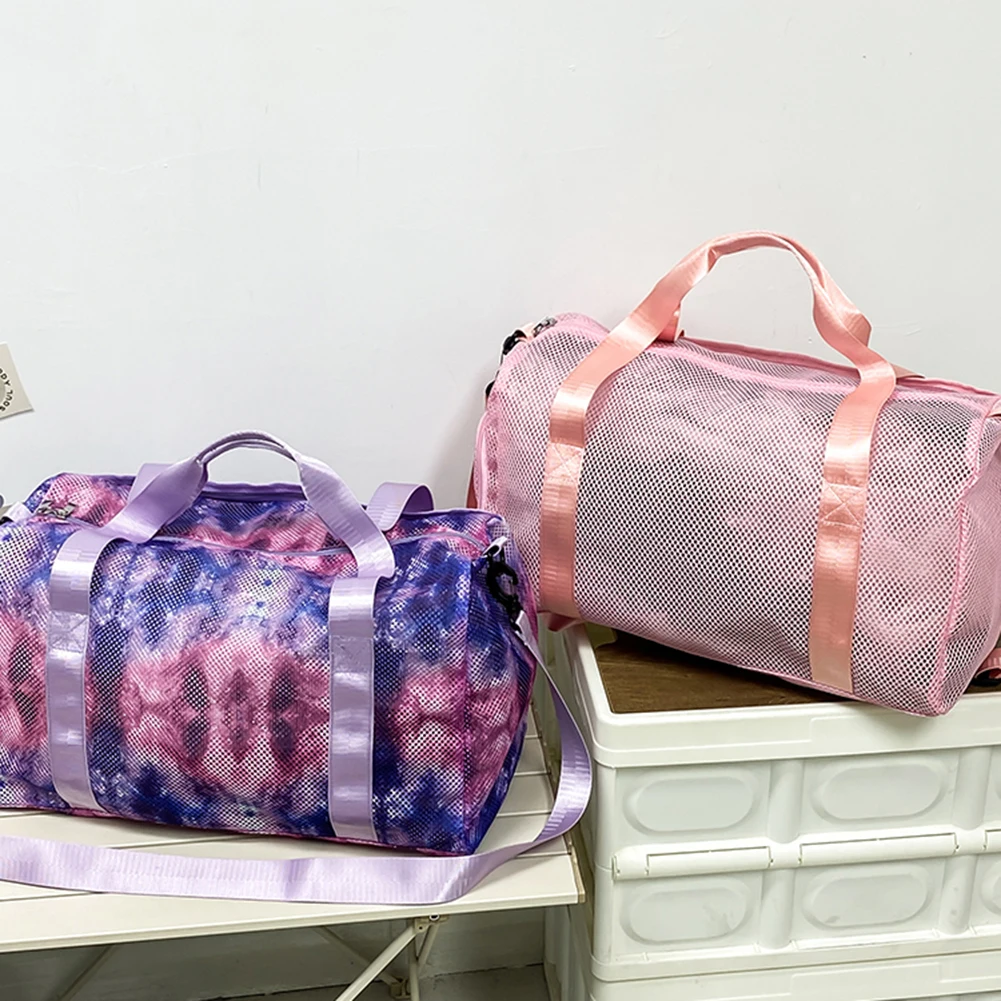 Nylon Mesh Travel Duffle Bag with Shoe Compartment for Gym and Sports