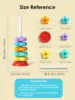 Montessori Rotating Rainbow Tower Baby stacking Puzzle Toys safety andEnvironmental Protection Colored children's Toys 3