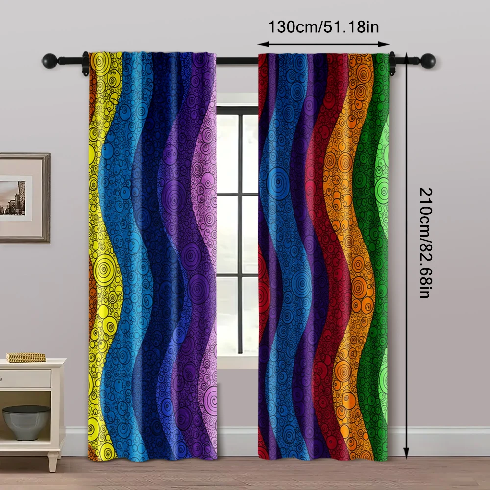2pcs, Drapes Abstract Colorful Polka Dot Pattern Durable Polyester,Without Electricity Birthday Party for Living Room, Outdoor 5