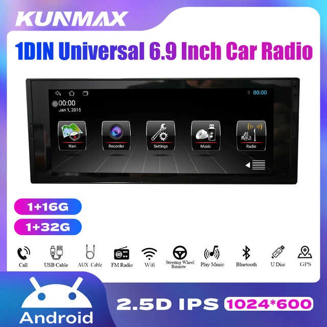 Single 1 DIN Car Radio GPS NAVI Carplay 6.9 Inch Stereo Player Android 12 1+32G