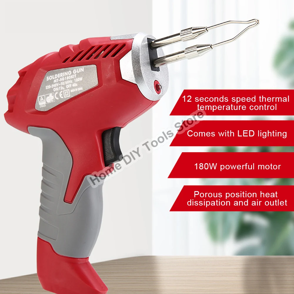 Electric Soldering Iron Fast Thermal Welding Tools 180W Handheld Solder Gun 220V EU Plug Automatic Industrial-grade High-power electric soldering iron fast thermal welding tools180w 220v eu uk plug handheld solder gun automatic industrial grade high power