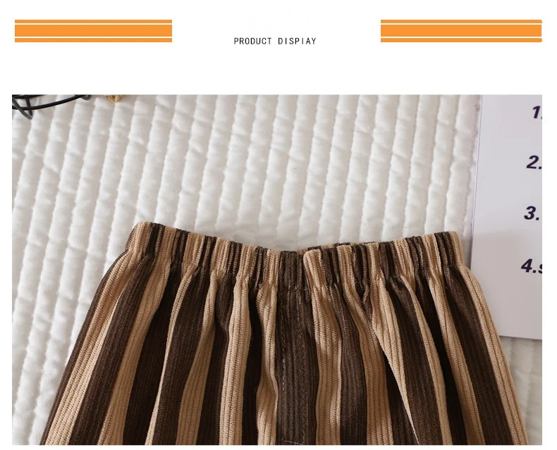Vintage karierte gestreifte 1-7Y Kinderhose Herbst Cord strukturierte Kleinkind kurze Hose – Detail 13
