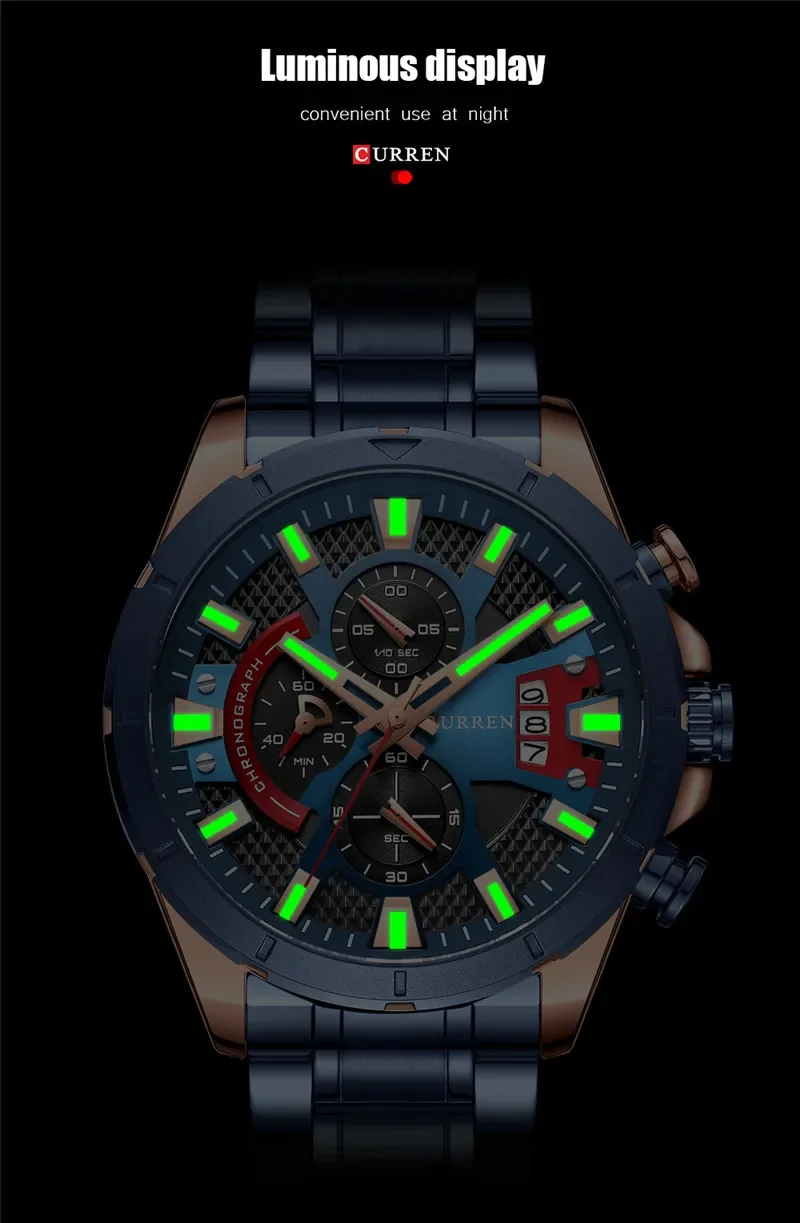 CURREN New Man WristWatch Waterproof Chronograph Men Watch Military Top Brand Luxury Brown Stainless Steel Sport Male Clock 8401 6