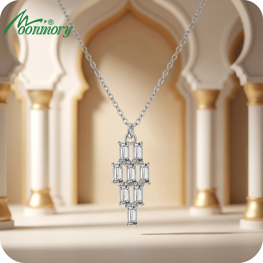 Moonmory Authentische 925 Silber Moschee Säule Anhänger Halskette Für Frauen Saudi-Arabien Einfache Schritt Stein Halskette 50 CM einstellbar – Detail 4