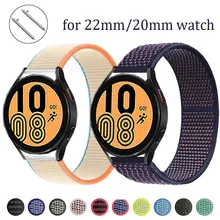 

20/22mm Nylon Band for Samsung watch 4 3 strap 40mm/44mm strap Galaxy Active 2 41/45mm Gear s3 46mm bracelet Huawei watch GT2