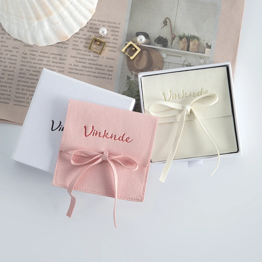 50Pack Bulk Microfiber Suede Small Jewelry Gift Pouches Bags Velvet Ribbon Drawstring 6x6cm Ring Earring Packaging Organizer Bag