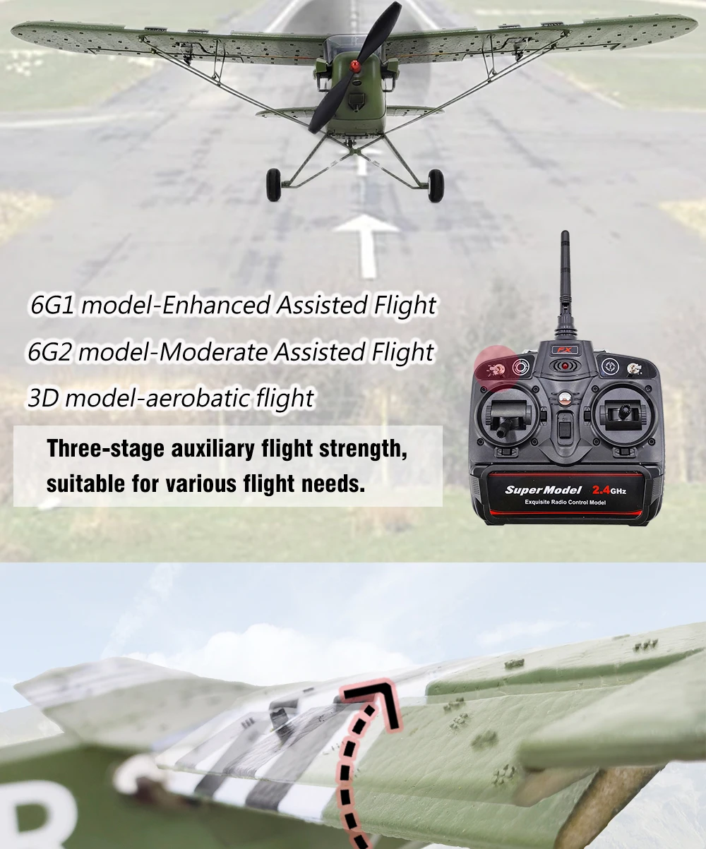 J-3 CUB Military Aircraft, 6G1 model-Enhanced Assisted Flight 662 model -Moderate Assisted