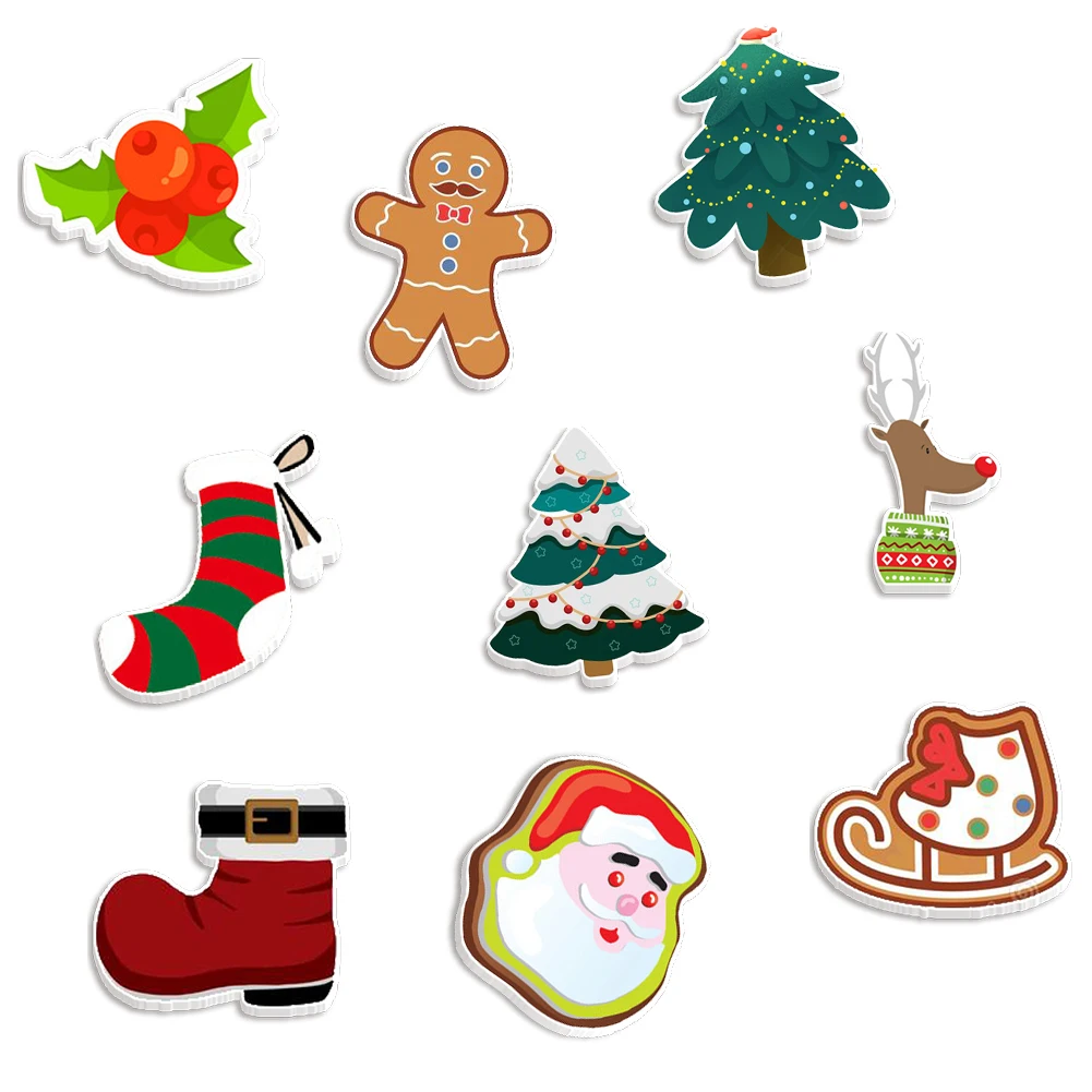 

30pcs/lot Christmas Elements Collection Printed Flatback for Hair Bows Custom Planar Resin Cabochon Crafts DIY Phone Decoration