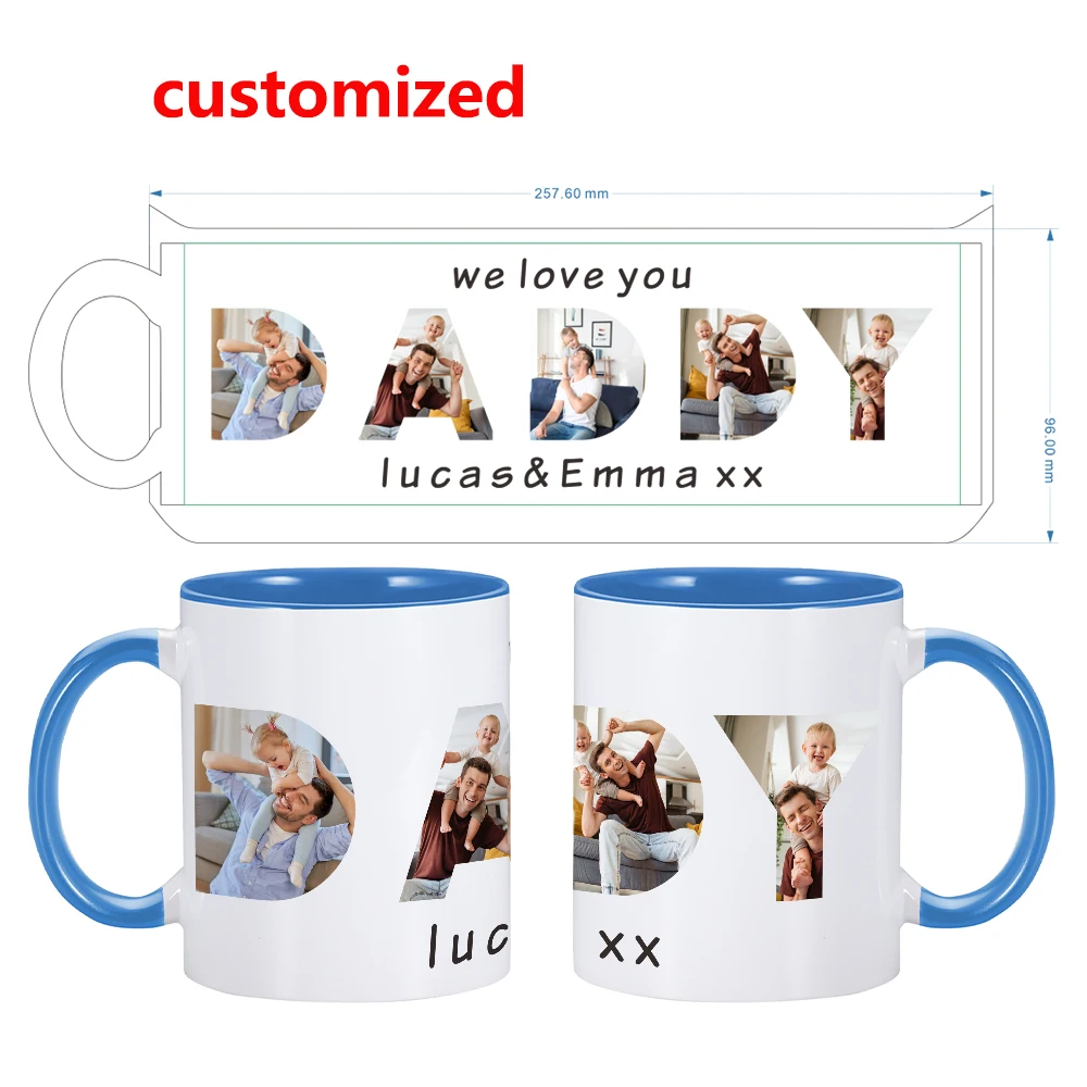 

Custom Dad Photo Mug Gifts Personalized Coffee Tea Mug for Father's Day Gift Idea We Love You Dad Camping Mugs for Papa Daddy