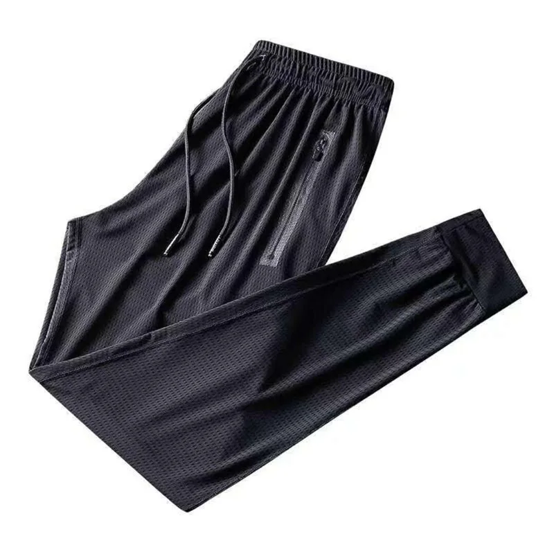 9XL 10XL 145KG Summer men Breathable Ice silk pants gym big size 10XL pants big sales home hole pants sports elasticity Trousers