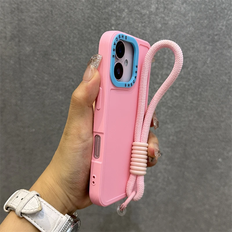 Stylish Wrist Strap Bracelet Phone Case with Colorful Lens Bumper Cover