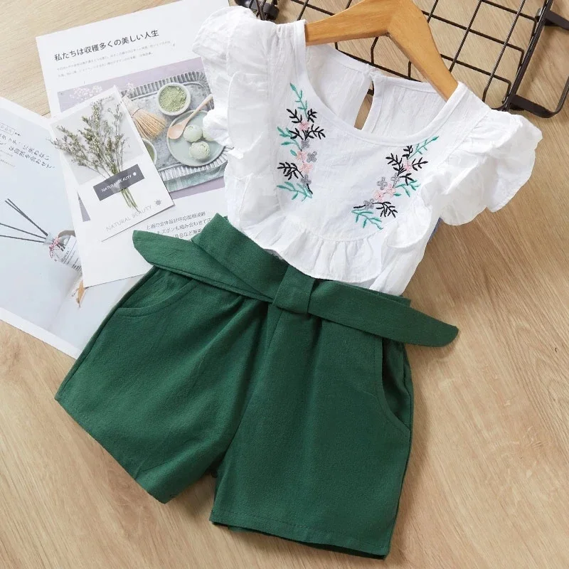 Melario Kids Girls Clothing Sets Summer Baby Girls Clothes T-Shirt and Jeans Shorts Suit 2Pcs Children Clothes Suits