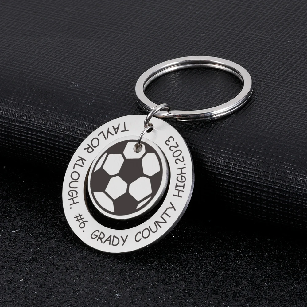 Custom Football Keychain Personalized Sportsman Name and Jersey Number