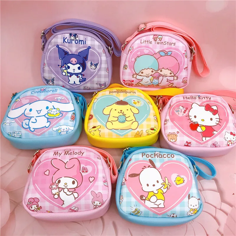 

Kawaii Sanrio ПУ сумки через плечо Hellokitty аниме модные сумки через плечо Mymelody для девочек Мультяшные рюкзаки Kuromi Детский кошелек