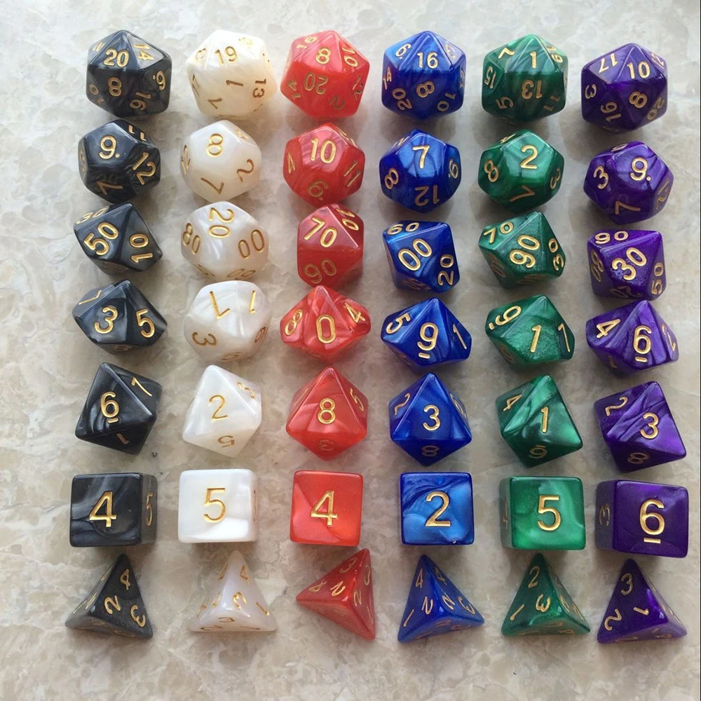 7Pcs Double Colors Polyhedral Game Dice for RPG Dungeons and Dragons