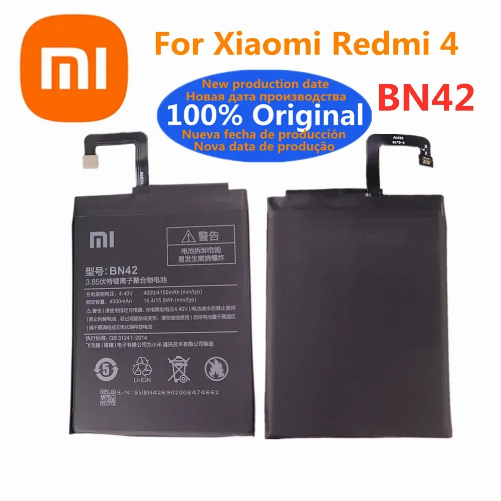 

Высококачественный оригинальный аккумулятор BN42 для Xiaomi Redmi 4 Redmi4 Hongmi 4, батарея для телефона, батареи 4100 мАч, быстрая доставка