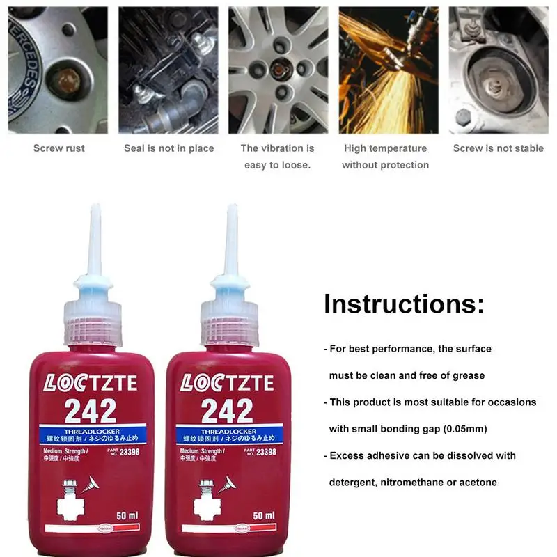 LOCTITE Automobile 242 Thread Glue Anti loose Anti vibration Detachable
