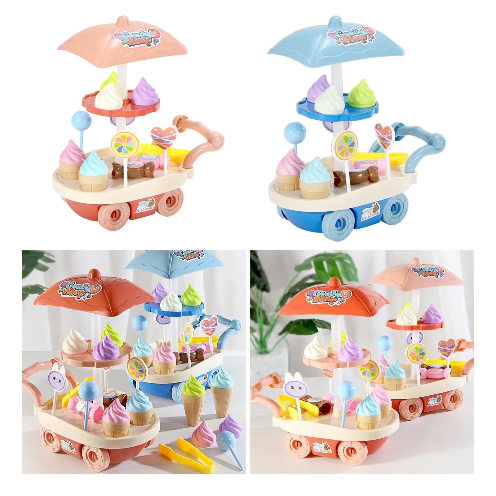 Carrello Per Gelato Giocattolo Mini Vend Stand Stand Stand Per Bambini Dai 3 Anni In Su