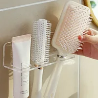 Wall-Mounted Comb Storage Rack Bathroom Hair Brushes Holder Household Organizer Multi Purpose Transparent Acrylic Comb Shelves 2