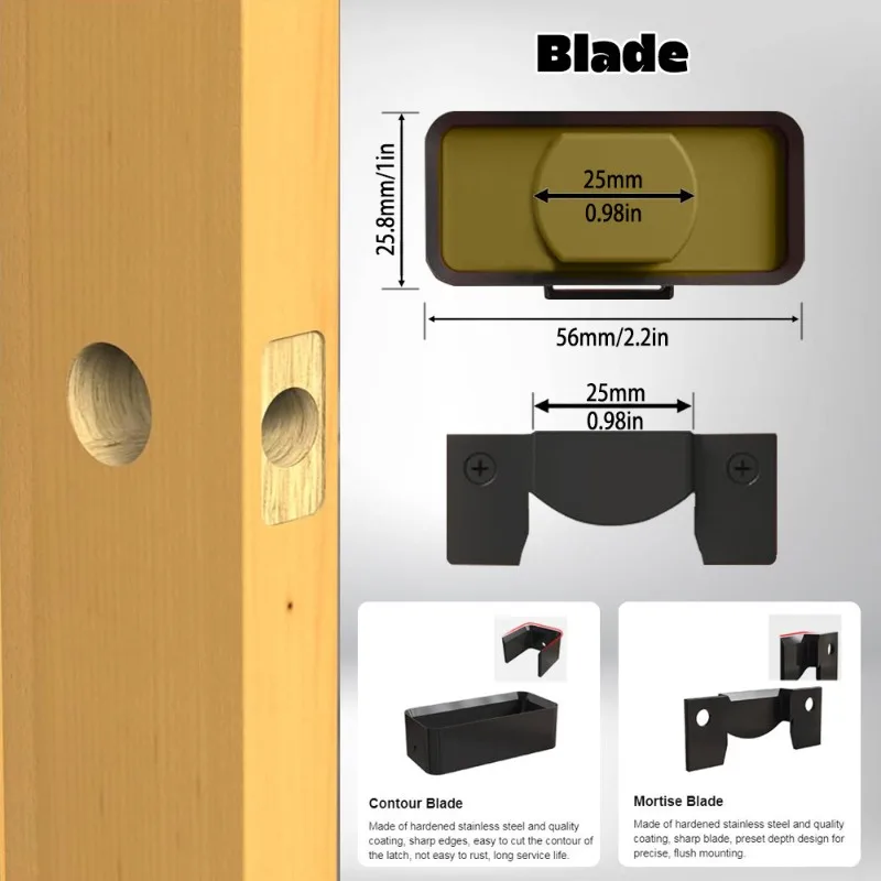 Mortise & Tenon Door Latch Installation Kit - Material Removal Precise Woodworking Hardware for  Door  Lock  Mortising