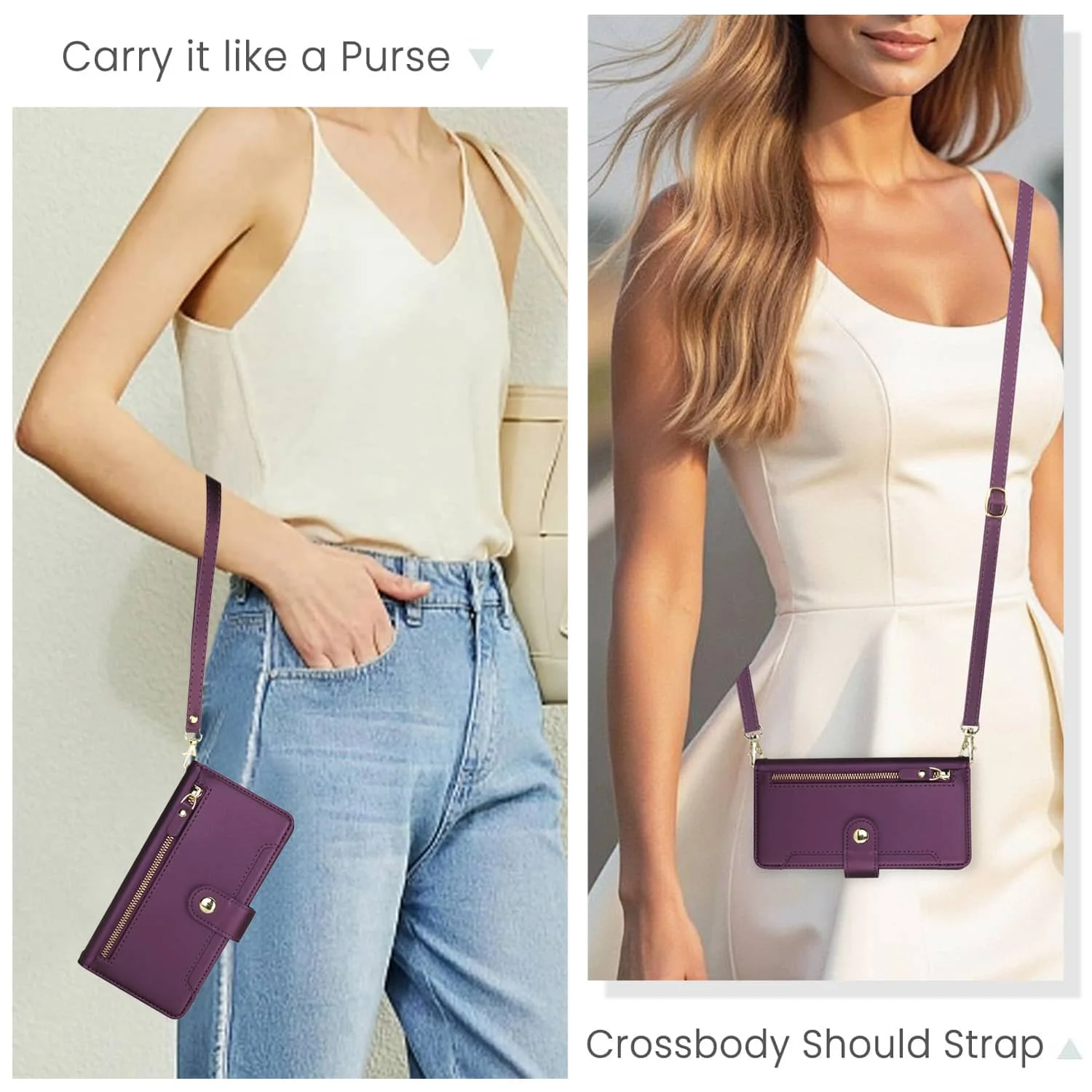 Premium Flip Wallet Case with Zipper Pocket, Card Holder Slot, Magnetic Closure, and Lanyard