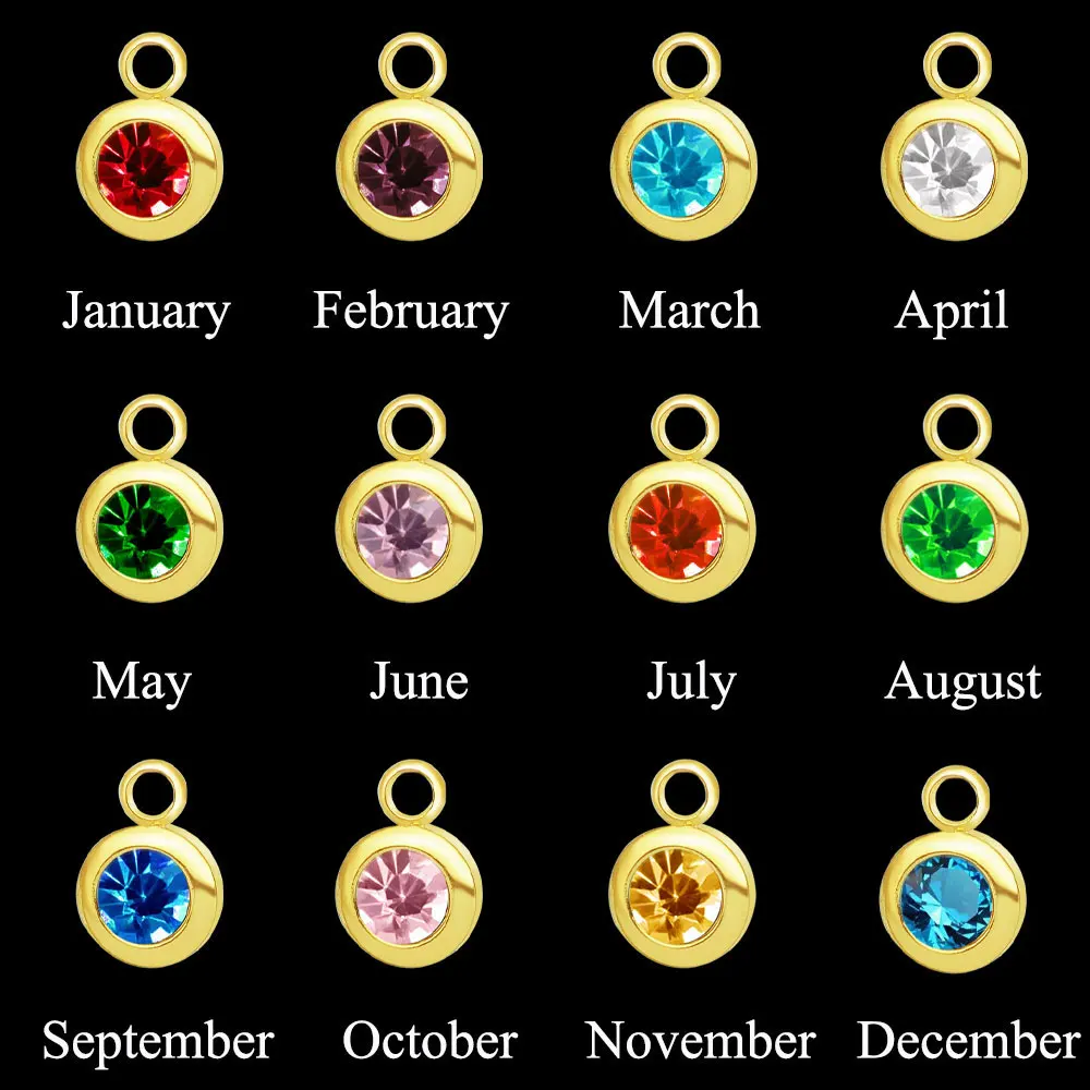 10pcs/lot Stainless Steel Birthstone Charms Pendants Wholesale Diy Jewelry Making March April