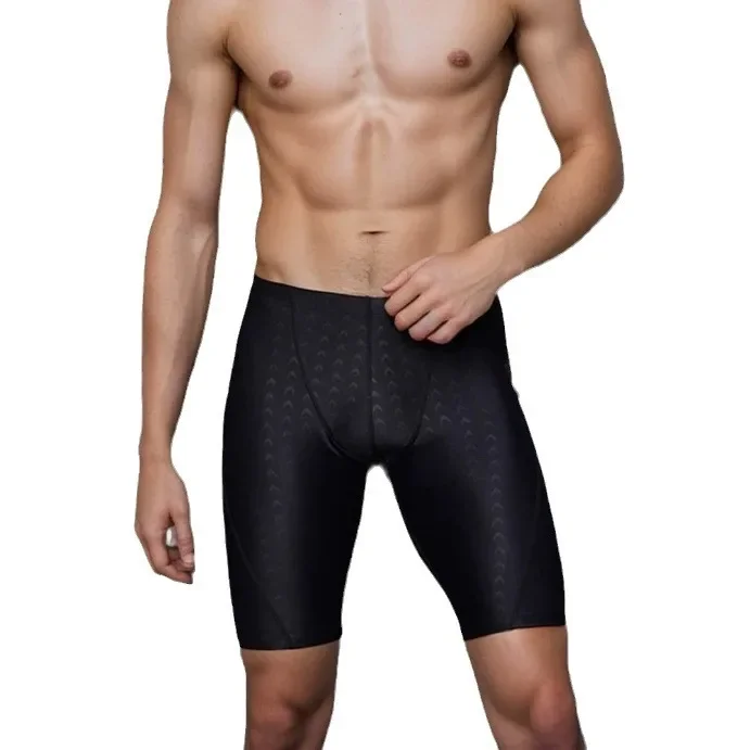 New High-End Men's Sharkskin Simulation Swimming Trunks Waterproof Quick Dry Fashionable Long Swimming Suit Men's Swimwear