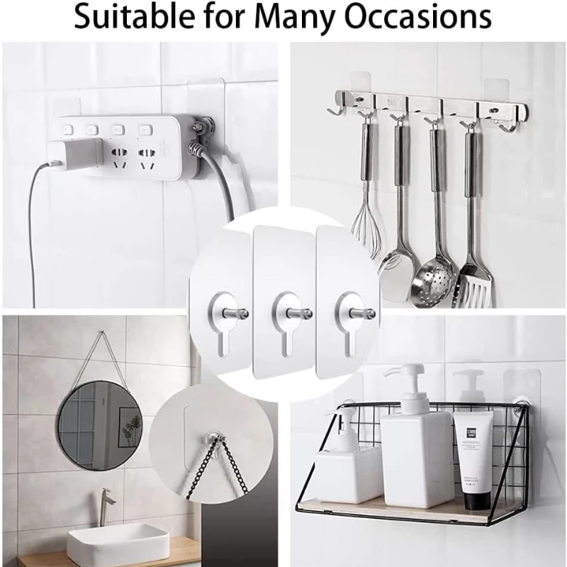 5pcs Seamless Screw Patches, No Drilling, Waterproof, Durable Wall Storage Hooks, Self-adhesive Hooks for Mural Photo Frames 6