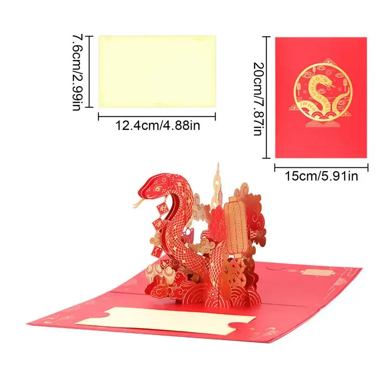 Greeting cards Happy New Year Pop Up 3D Snake With Envelope