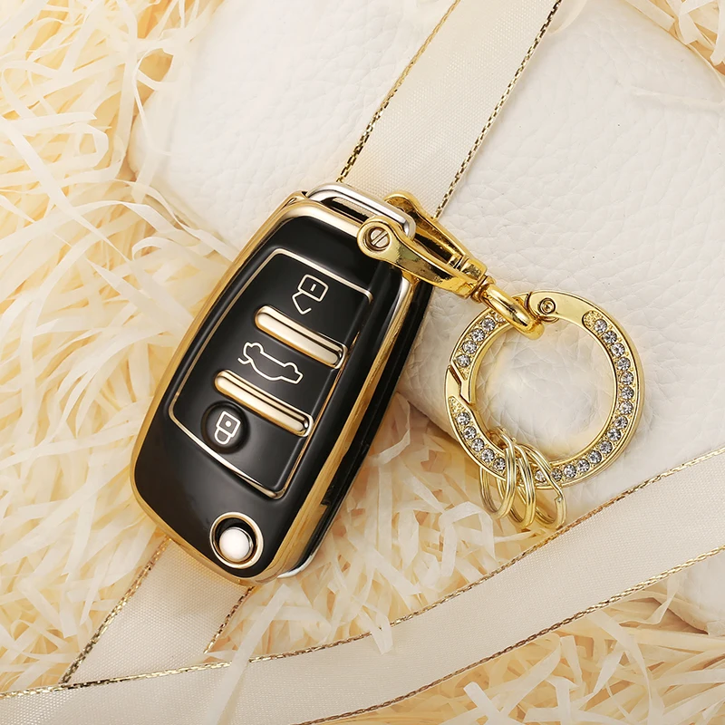 Cover chiate/telecomando TPU per Audi A3 A4 A5 A6L C6 8L 8P B6 B7 B8 C6 RS3 Q3 Q7 TT 8L 8V S3 anello portachiavi accessori Auto - S80c10fa5a71f46dd87ed8e8c262bc5c7T