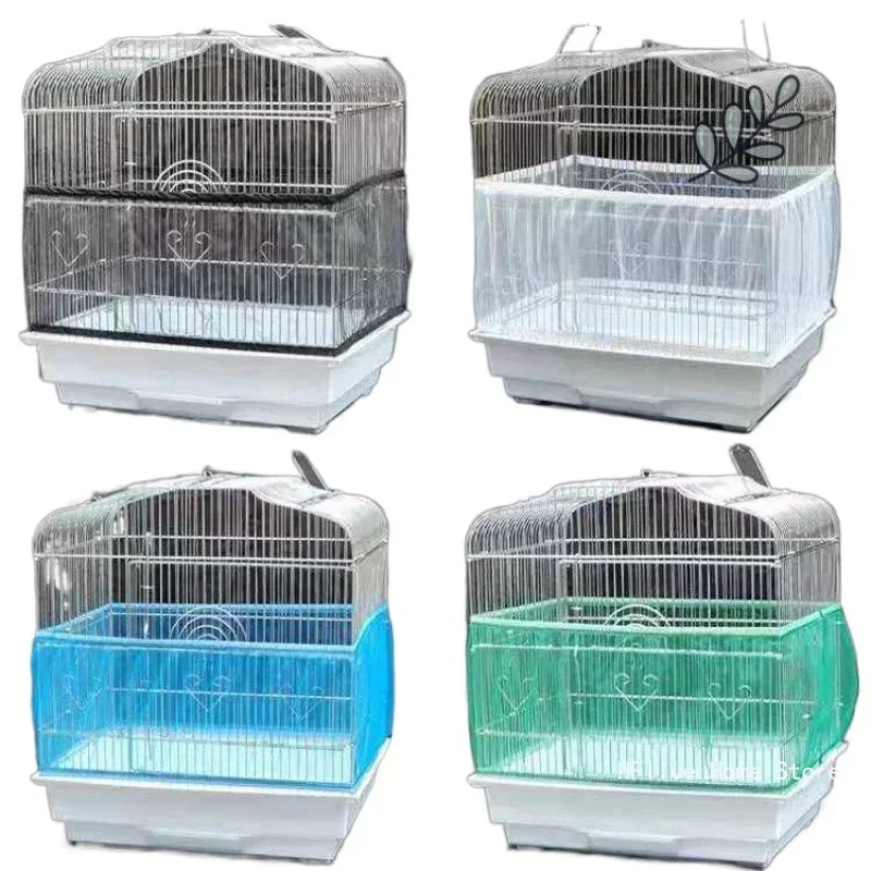 Mesh Bird Cage Cover bird cage cover Shell Skirt Net Easy Cleaning Catcher Guard Stretchy Parrot Net