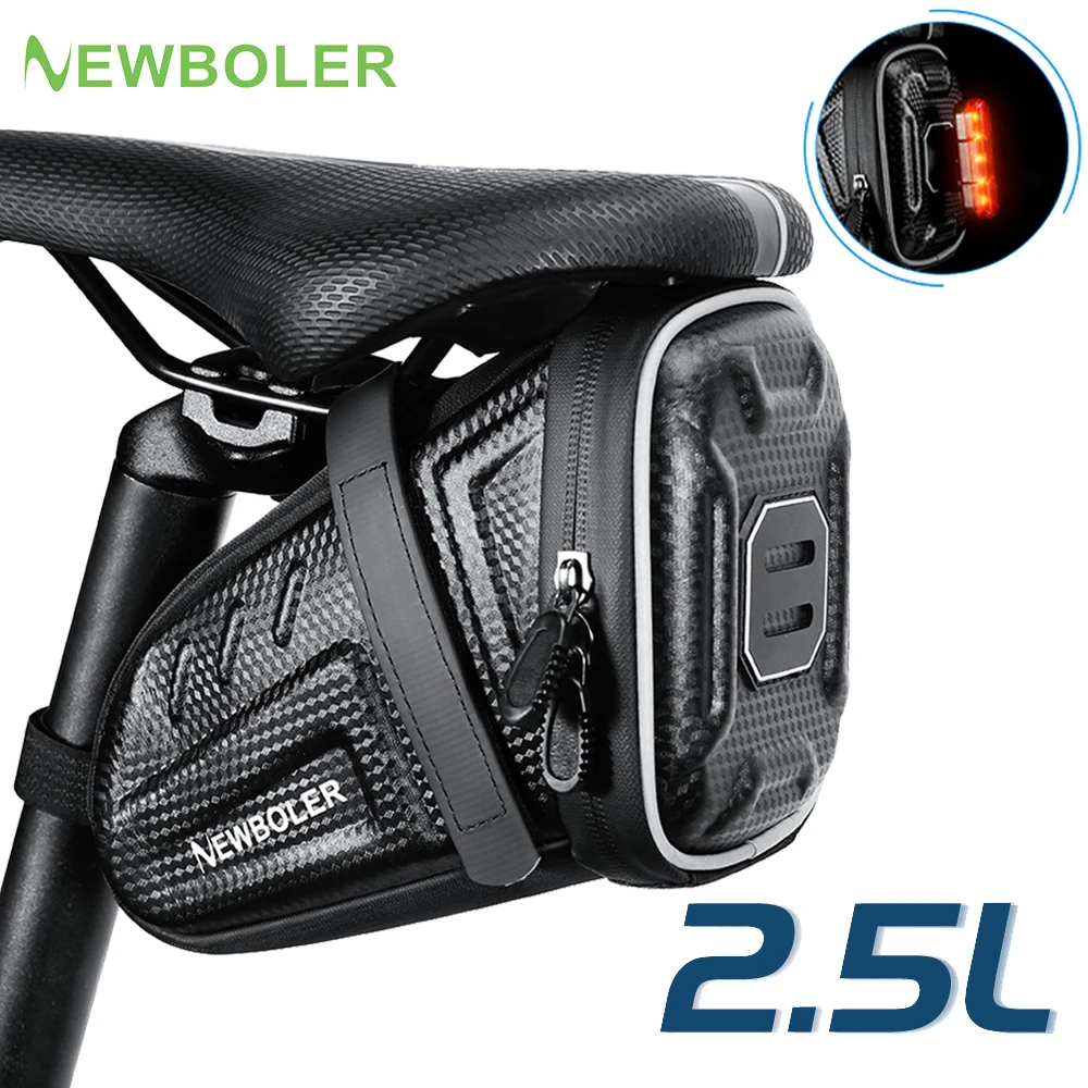 NEWBOLER BAG043 Waterproof Bicycle Saddle Bag MTB Road Bike Saddlebags Reflective Striped Bicycle Tool Holder Bag MTB Accessories