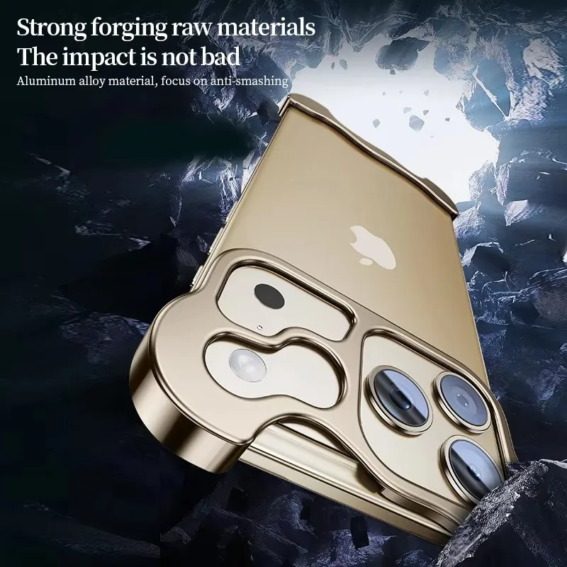 Irregular Metal Frame Bumper Phone Case with Aviation Aluminum Alloy Shockproof Cover