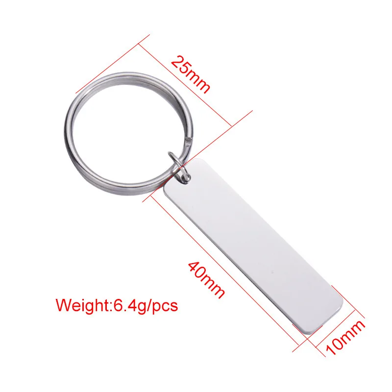 10Pcs 10x40mm 스트립 바 키 체인 미러 폴란드어 스테인레스 스틸 스탬핑 DIY 사용자 정의 이름에 대 한 빈 키 체인 조각 태그 키 체인