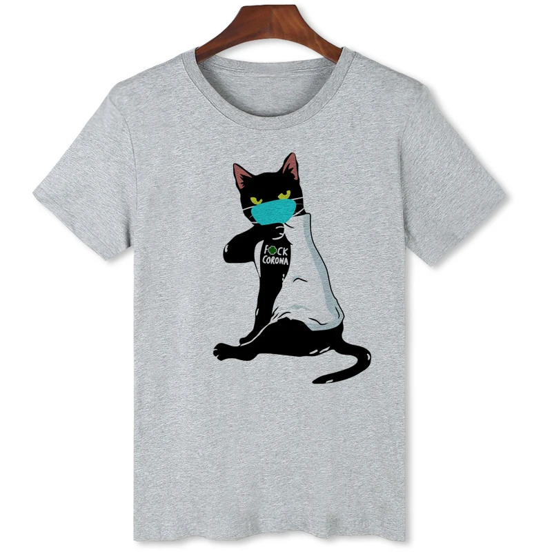 

Mask Black Cat T-shirt Men‘s Summer Clothing Short Sleeve Tops Tees Casual Shirt B070