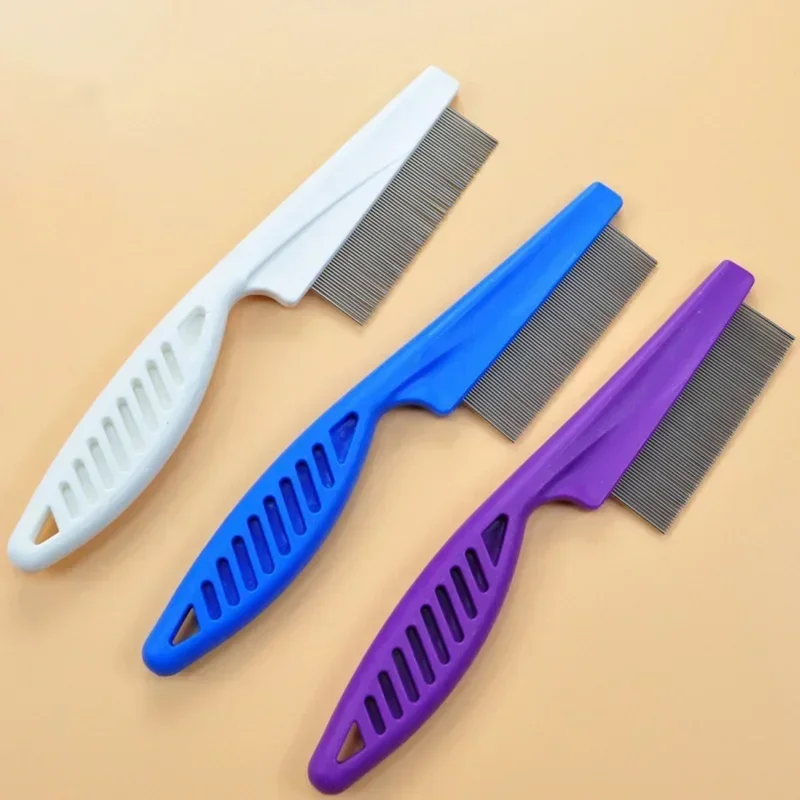 Puppy Dog and Cat Hair Grooming Comb, Flea Shedding Brush, Stainless Hair Combs for Pets' Bath Cleaning (1PC)