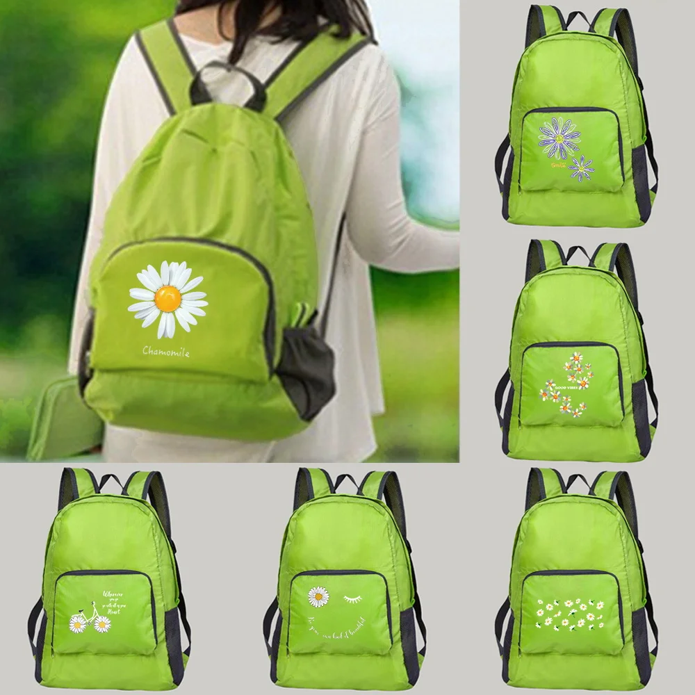 

Portable Mountaineering Camping Foldable Outdoor Folding Daisy Print Travel Bag Student Sports Cycling Running Leisure Backpack