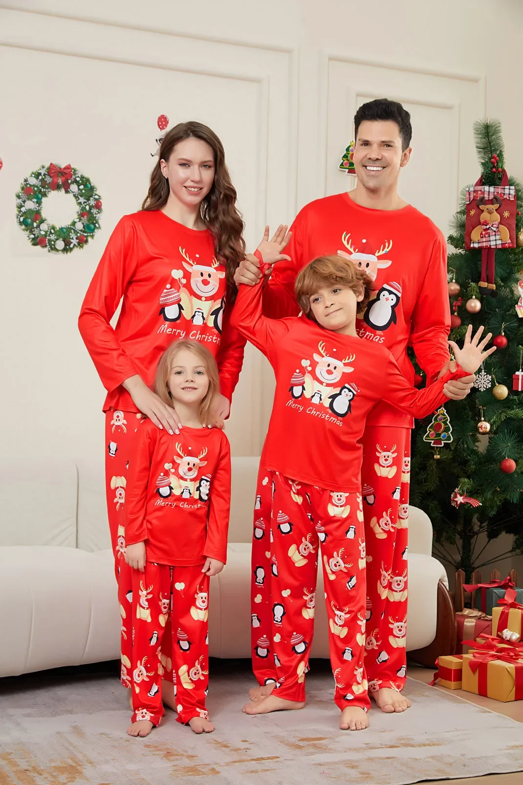 thumbnail image 2 of Conjunto de pijama con estampado de alce para adultos y niños, 2 piezas, para bebé y perro, estilo navideño familiar, para año nuevo 2024, 2 of 5