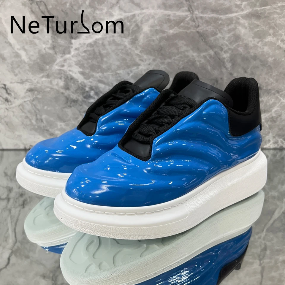 

2023 New in Spring Autumn Leisure Couple sneakers Men Women Running Shoes Lacquered Leather Flat Shoes Comfortable Walking Shoes