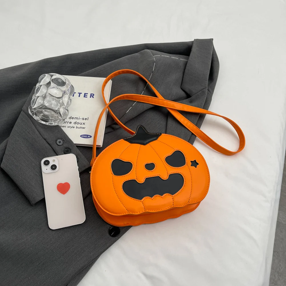 Halloween Pumpkin Devil Crossbody Bag Women Funny Novelty Halloween Gift Candy Treat Bag Casual Shoulder Bag Cell Phone Purse