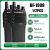 BaoFeng BF-1909 Walkie Talkie 1/2PCS 12W High Power UHF 400-470mhz Type C Charging Long Range Transmitter Portable Two Way Radio 1