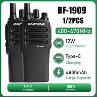 BaoFeng BF-1909 Walkie Talkie 1/2PCS 12W High Power UHF 400-470mhz Type C Charging Long Range Transmitter Portable Two Way Radio 1