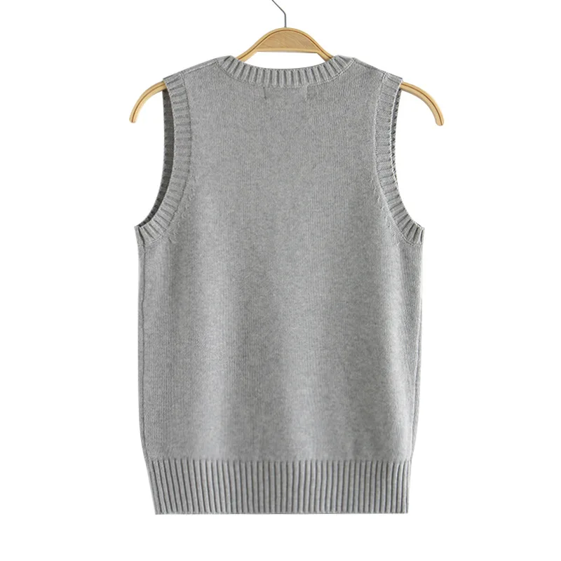 2024 Adult Girls Secondary School Uniform Sweater Vest Female Waistcoat Sleeveless Cosplay Anime Knitting Coat 3