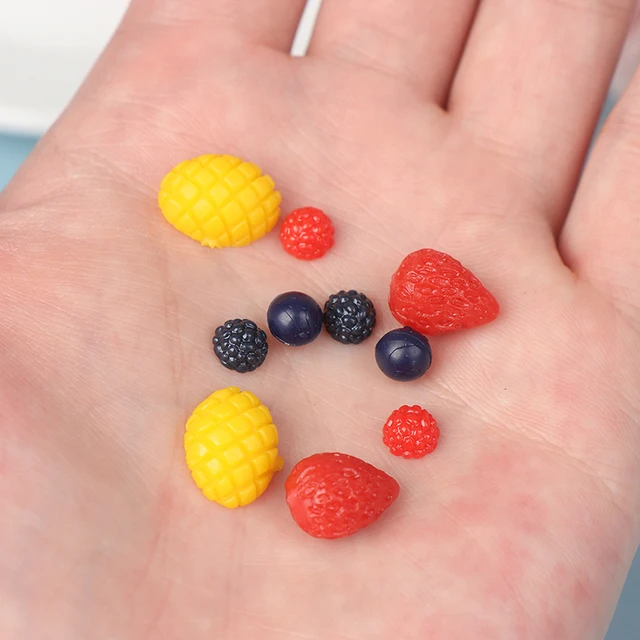 Doll House Simulation Mini Fruit Plate Banana Apple Pomegranate Peach Mango Cherry Watermelon Slice Orange 2