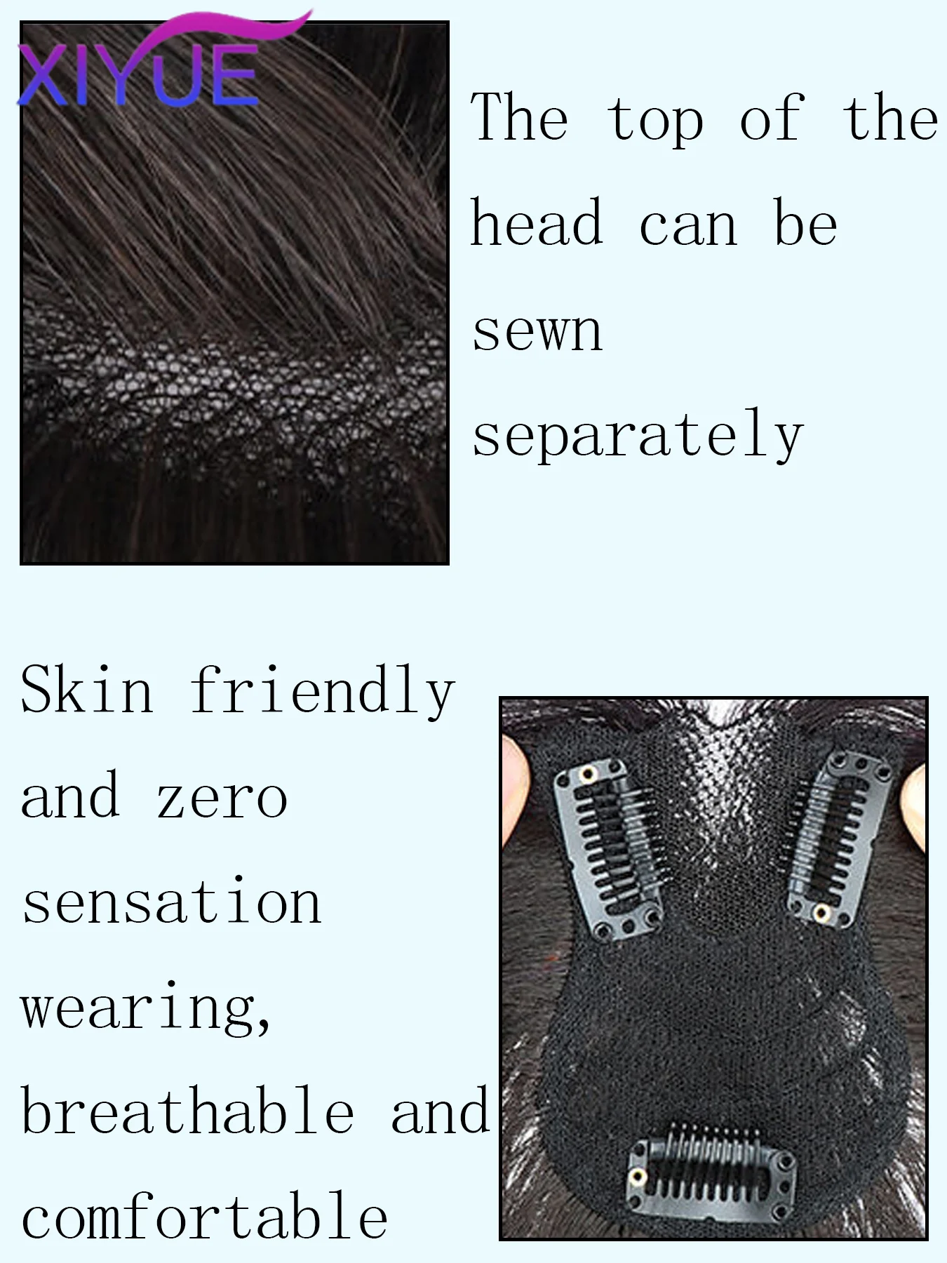 XIYUE Synthetic Topper Hairpiece Highlighted Purple Pink Bangs Middle Part Straight Bangs Covering White Hair Closure Hairpiece