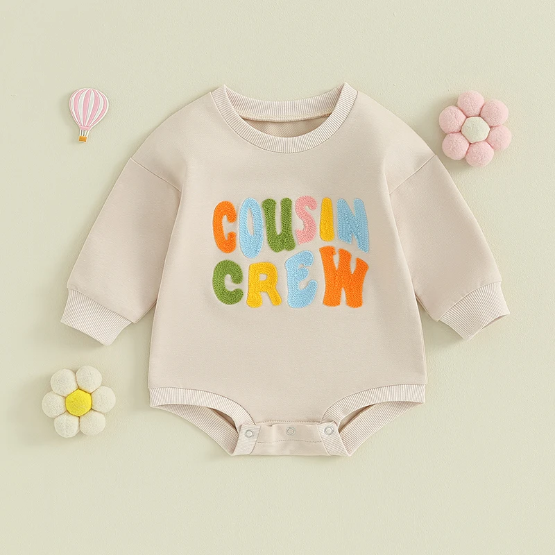 Citgeett Autumn Kids Toddler Baby Boys Girls Sweatshirt Bodysuit Colorful Letter Embroidery Long Sleeve Jumpsuit Cute Clothes