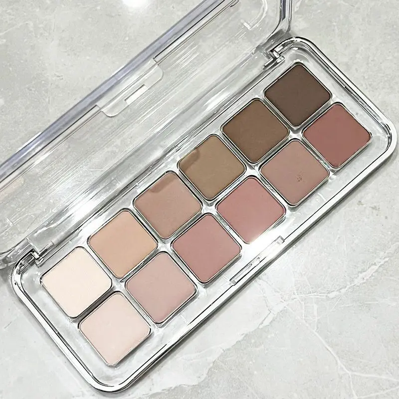 Sexy Rose Wine Red Brown Glitter Eyeshadow Saturation Soft Matte Grey Pink 12 Color Eye Shadow Makeup Palette Eye Contour Makeup
