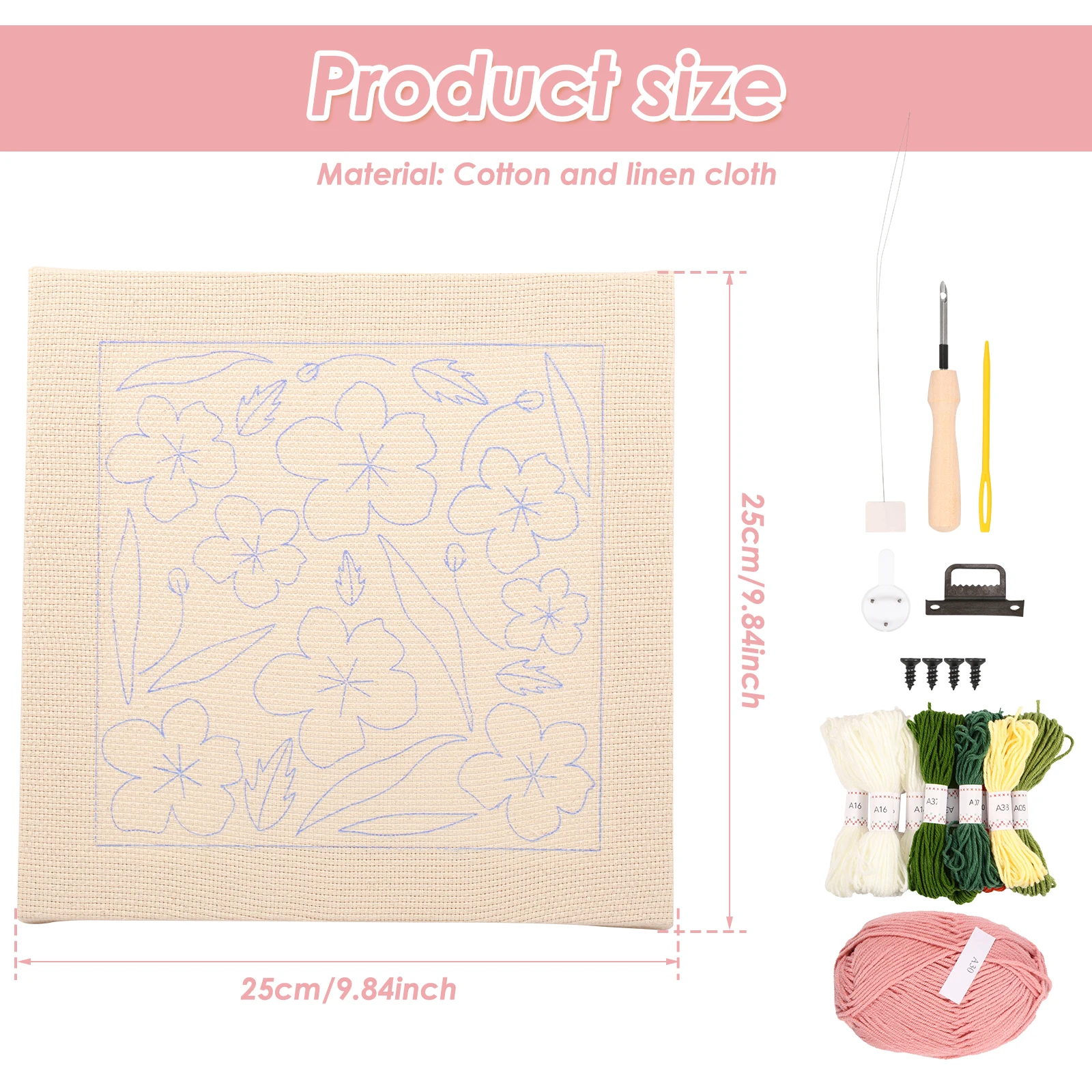 DIY Punch Needle Embroidery Starter Kit For Beginner Kids Adults Handicraft Poking Embroidery Yarn Painting Arts Home Decor Gift