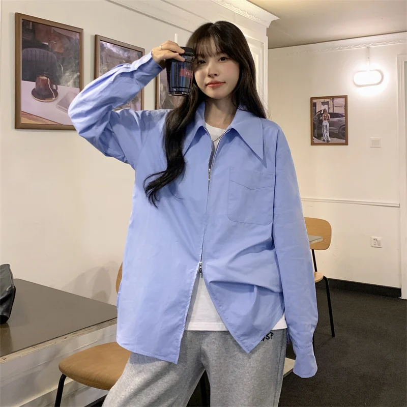 Leggings Shirt Inside Female Early Spring 2023 Design Sense Niche Senior Sense Loose Everything Long-Sleeved Blouse White Shirt
