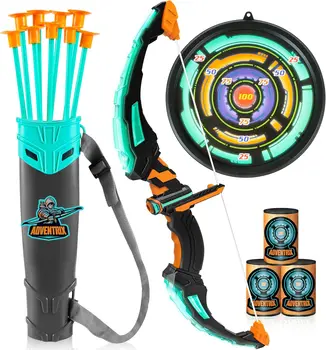 LED Bow & Arrow Set for Kids with 9 Suction Arrows and Target 1